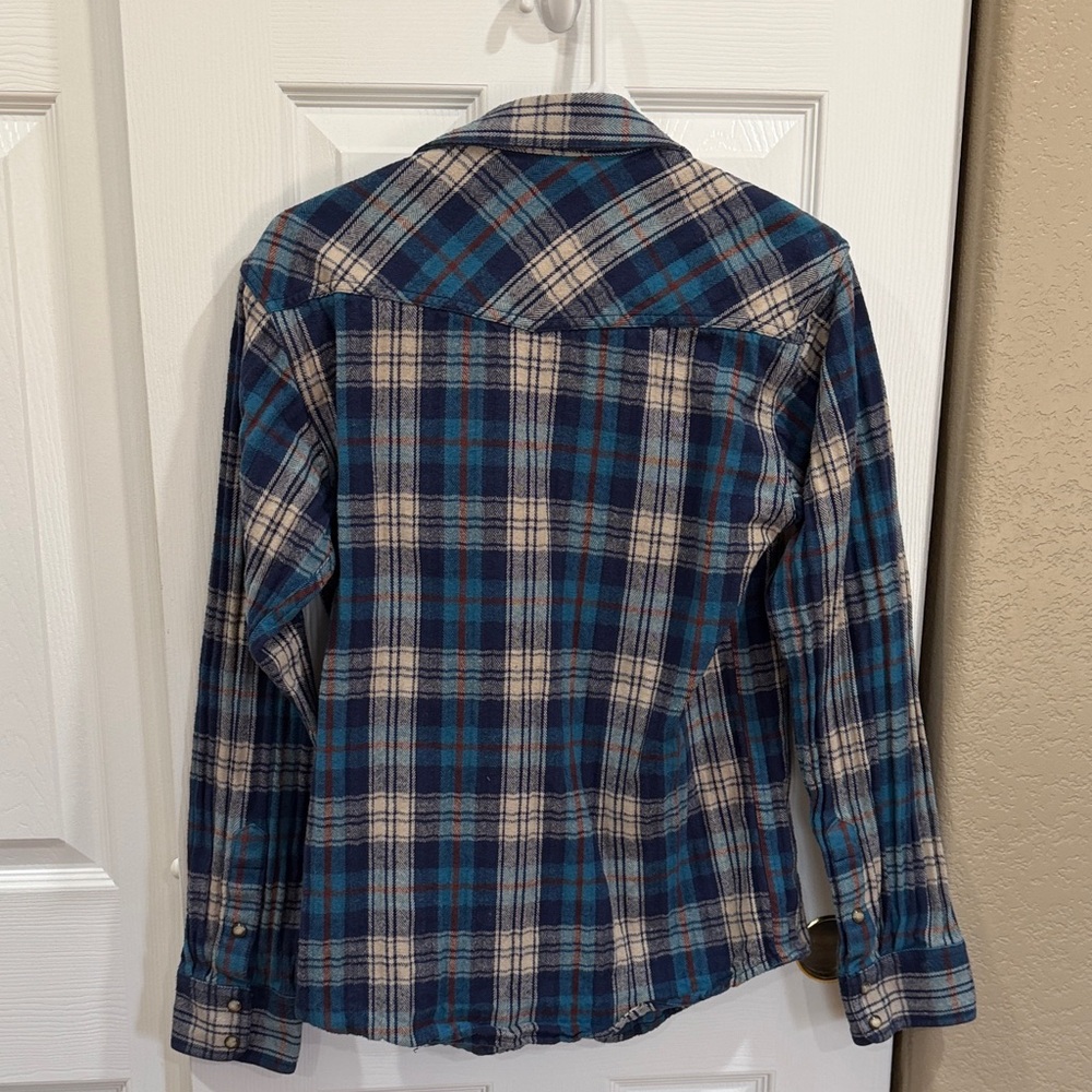 Ariat Men's Halmaty Blue and white Plaid retro fit Shirt size small - Picture 7 of 11